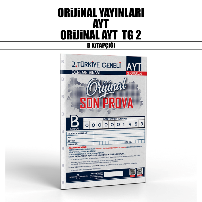 ORİJİNAL YKS AYT TÜRKİYE GENELİ SNV 2-B - 25-26